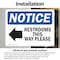 Signmission Restrooms This Way Please (Left Arrow) Sign With Symbol, 5 in W x Rectangle, Vinyl Decal OS-2PACK-NS-D-35-L-18098 - alternate 3